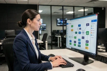 Analyste en cybersécurité examinant une hiérarchie d'autorités de certification sur un écran de centre opérationnel