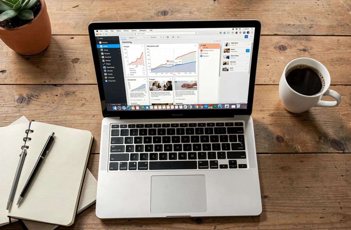 Plusieurs outils collaboratifs ouverts sur un ordinateur portable